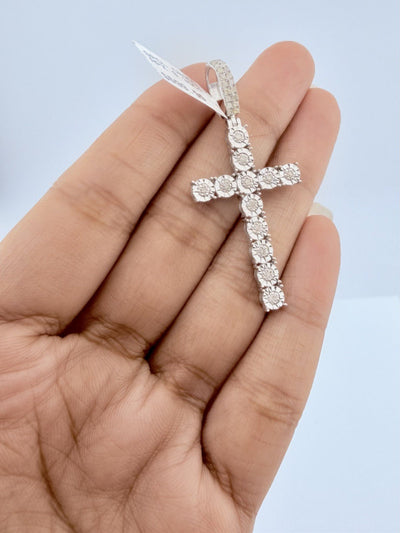 925 Silver Natural 0.35 CTW Diamond Cross Pendant 2.7 grams Unisex Charm - Elite Jewelers - Charms & Pendants