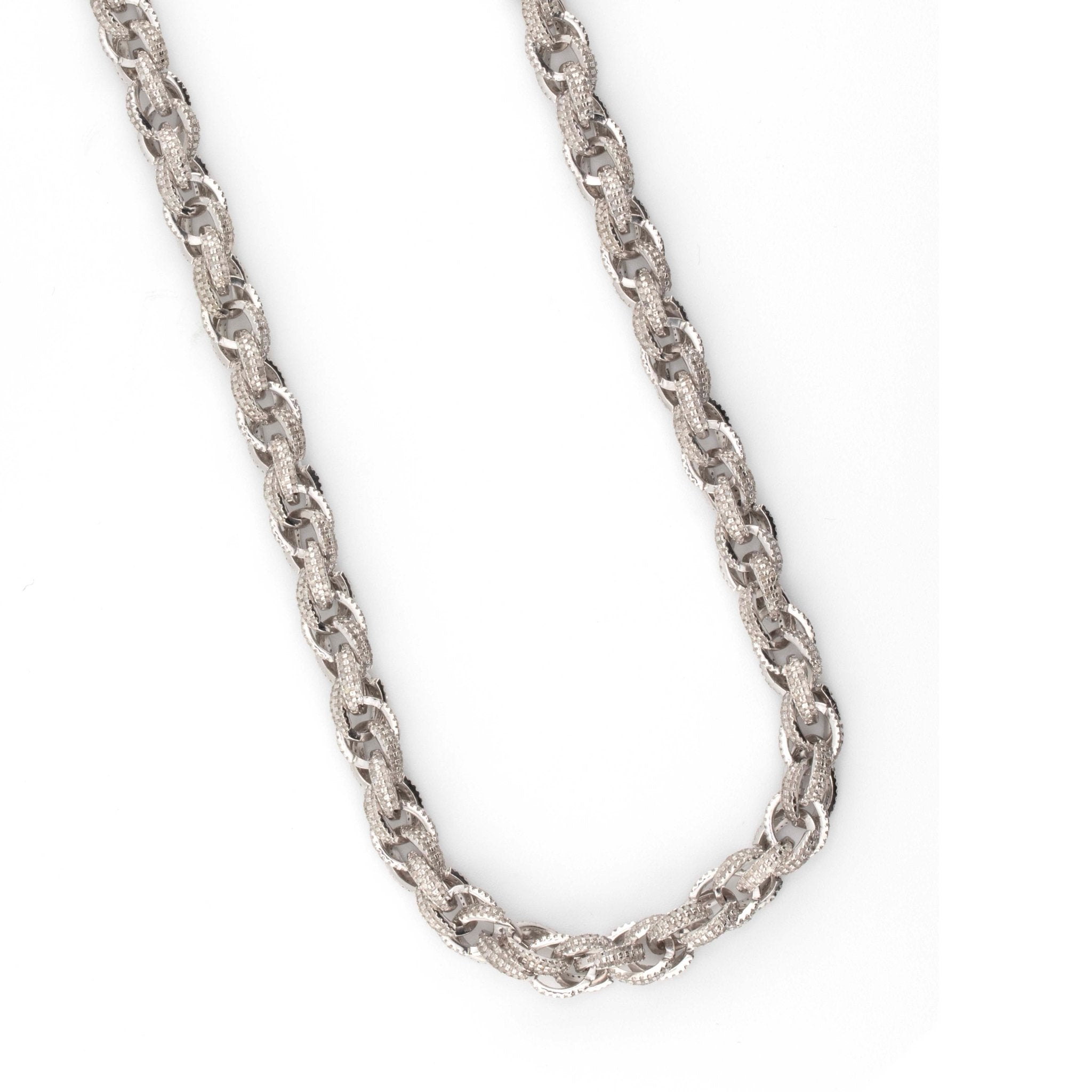 925 Silver Natural Diamond Rope Chain - Elite Jewelers - Necklaces & Chains