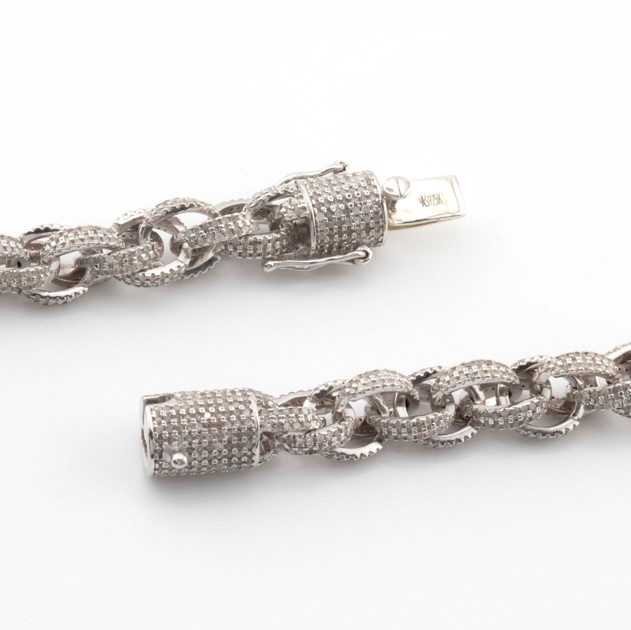 925 Silver Natural Diamond Rope Chain - Elite Jewelers - Necklaces & Chains