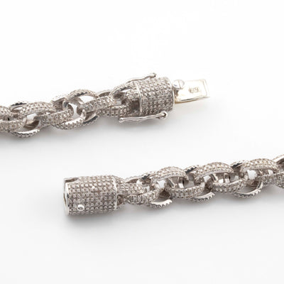 925 Silver Natural Diamond Rope Chain - Elite Jewelers - Necklaces & Chains