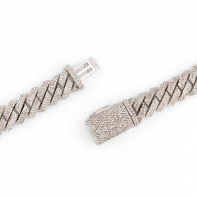 925 Silver Round Diamond Snake Cuban Necklace 10mm 18" - Elite Jewelers - Necklaces & Chains