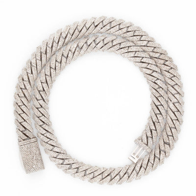 925 Silver Round Diamond Snake Cuban Necklace 10mm 18" - Elite Jewelers - Necklaces & Chains