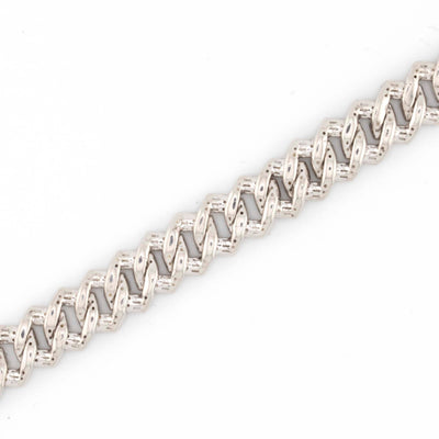 925 Silver w/ Round / Baguette Diamond Cuban Bracelet 8mm 8" - Elite Jewelers - Bracelets