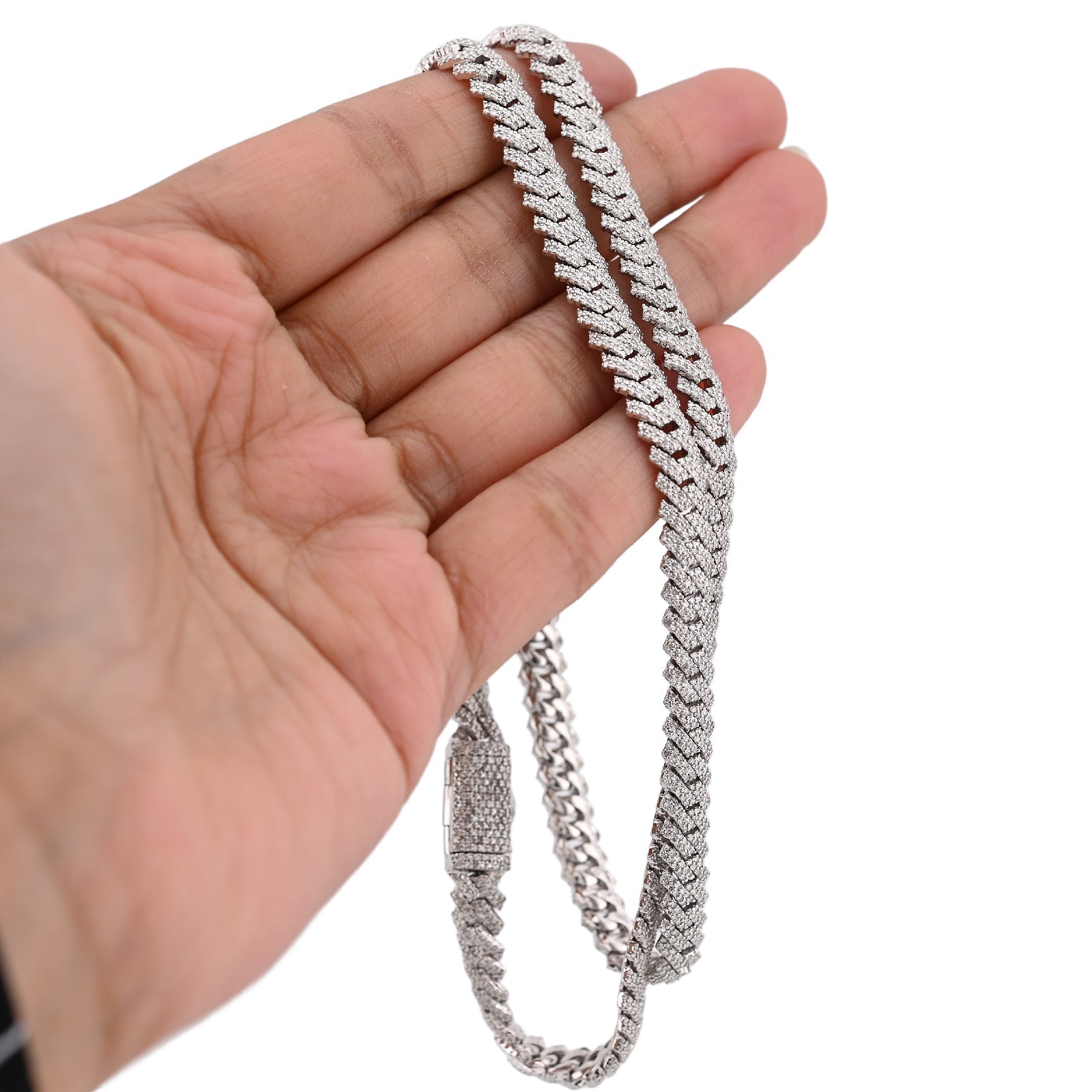 925 Snake Cuban Link 6MM Chain 7.7CT Natural Diamond 21" Men Women Necklace - Elite Jewelers - Necklaces