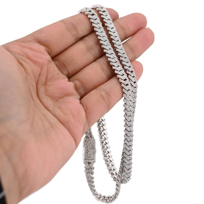 925 Snake Cuban Link 6MM Chain 7.7CT Natural Diamond 21" Men Women Necklace - Elite Jewelers - Necklaces