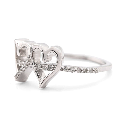 925 SS 0.125 CT Natural Diamond Dual Heart Women Beautiful Ring - Elite Jewelers - Rings