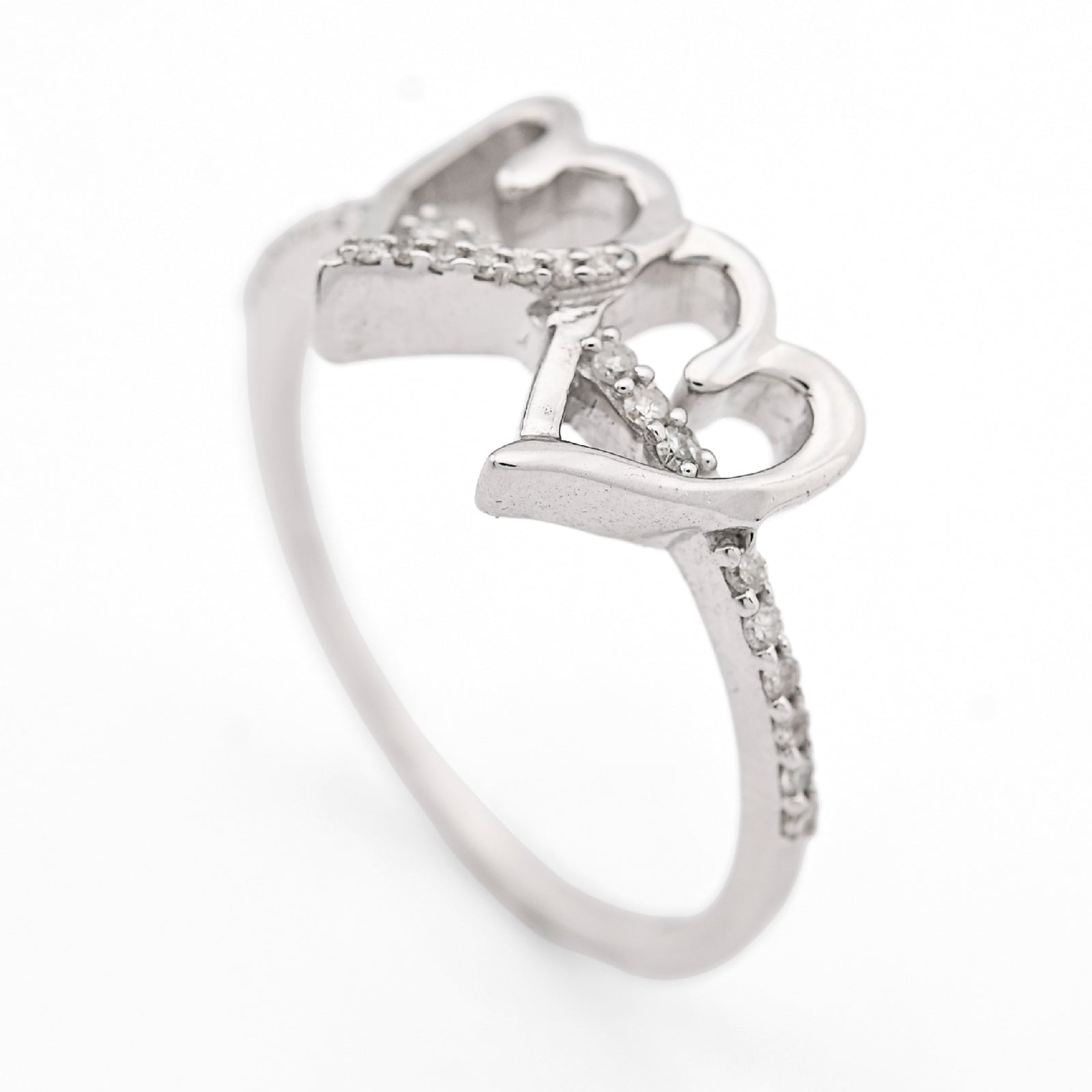 925 SS 0.125 CT Natural Diamond Dual Heart Women Beautiful Ring - Elite Jewelers - Rings