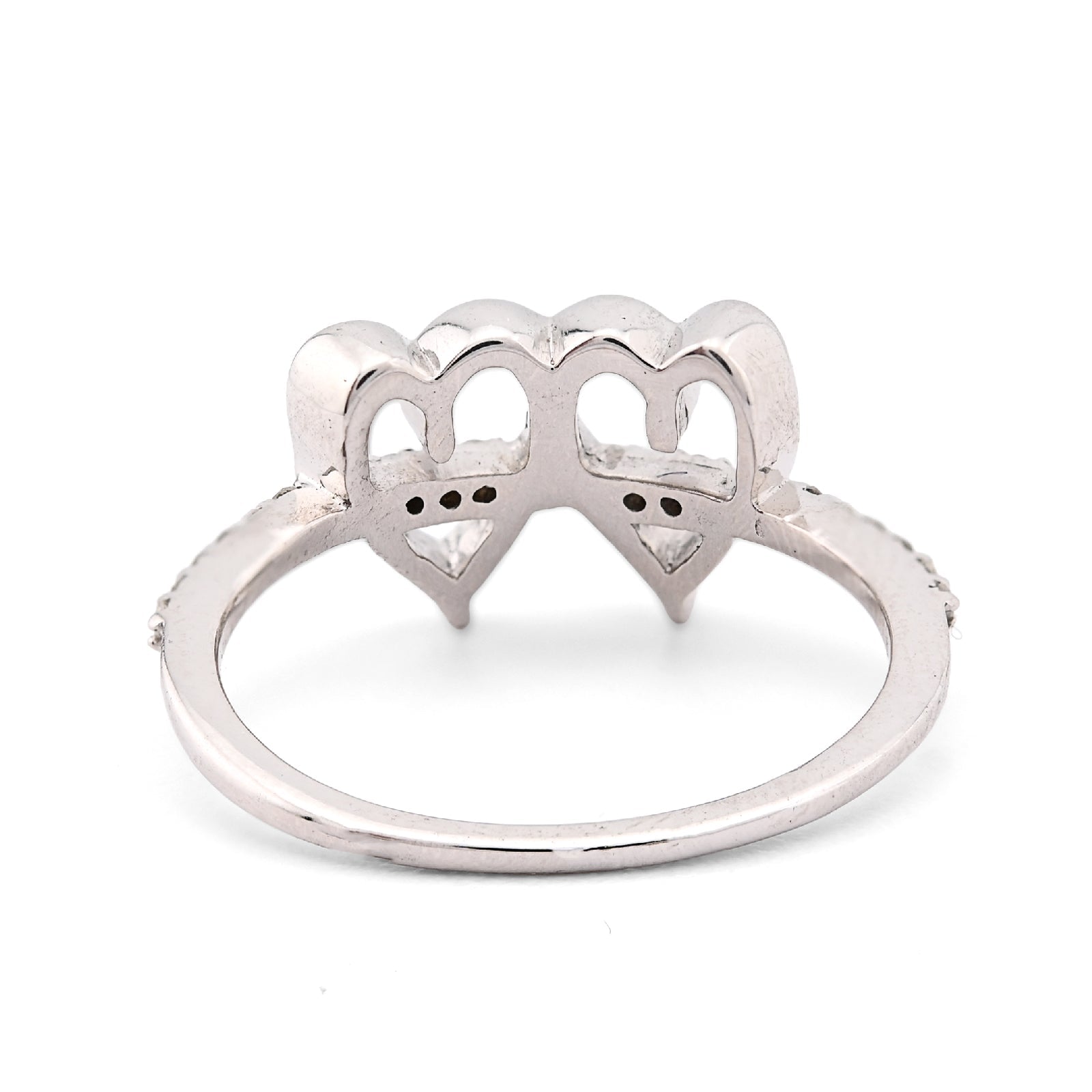 925 SS 0.125 CT Natural Diamond Dual Heart Women Beautiful Ring - Elite Jewelers - Rings
