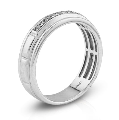 925 SS 0.16CT Natural Diamond Men Centre Row Band Ring - Elite Jewelers - Rings