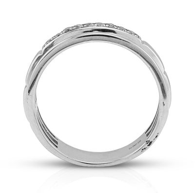 925 SS 0.16CT Natural Diamond Men Centre Row Band Ring - Elite Jewelers - Rings