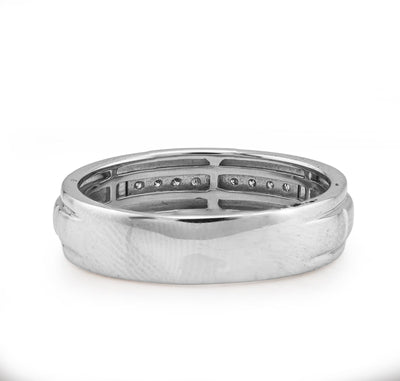 925 SS 0.16CT Natural Diamond Men Centre Row Band Ring - Elite Jewelers - Rings