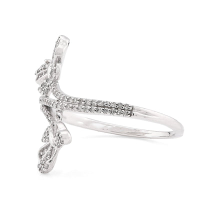 925 SS 0.23CT Natural Diamond Split Shank Butterfly Ring Women Band - Elite Jewelers - Rings
