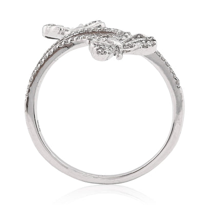 925 SS 0.23CT Natural Diamond Split Shank Butterfly Ring Women Band - Elite Jewelers - Rings