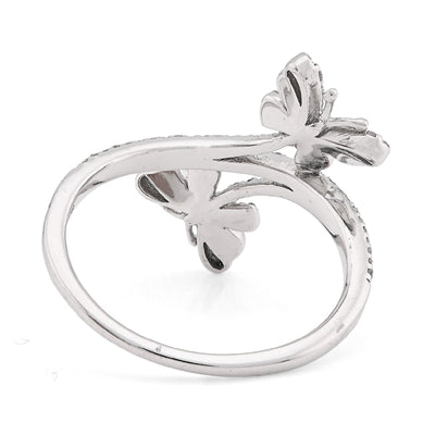925 SS 0.23CT Natural Diamond Split Shank Butterfly Ring Women Band - Elite Jewelers - Rings