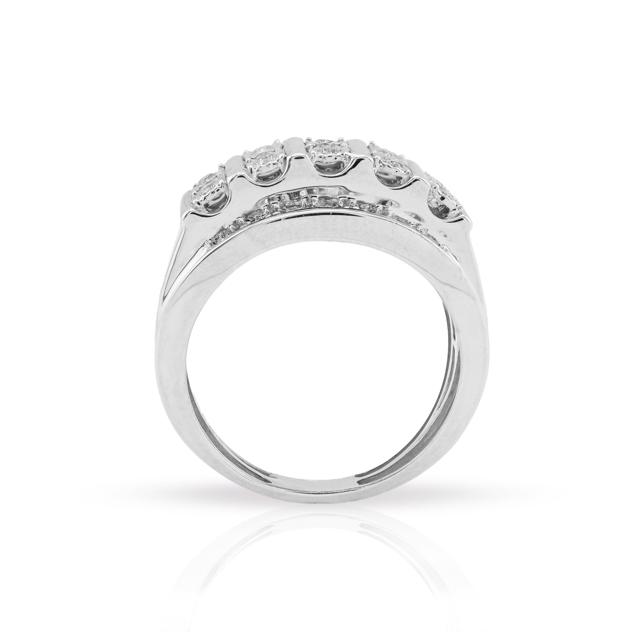 925 SS 0.25 CT Natural Diamond Illusion Rectangular Men Ring 13.8MM - Elite Jewelers - Rings