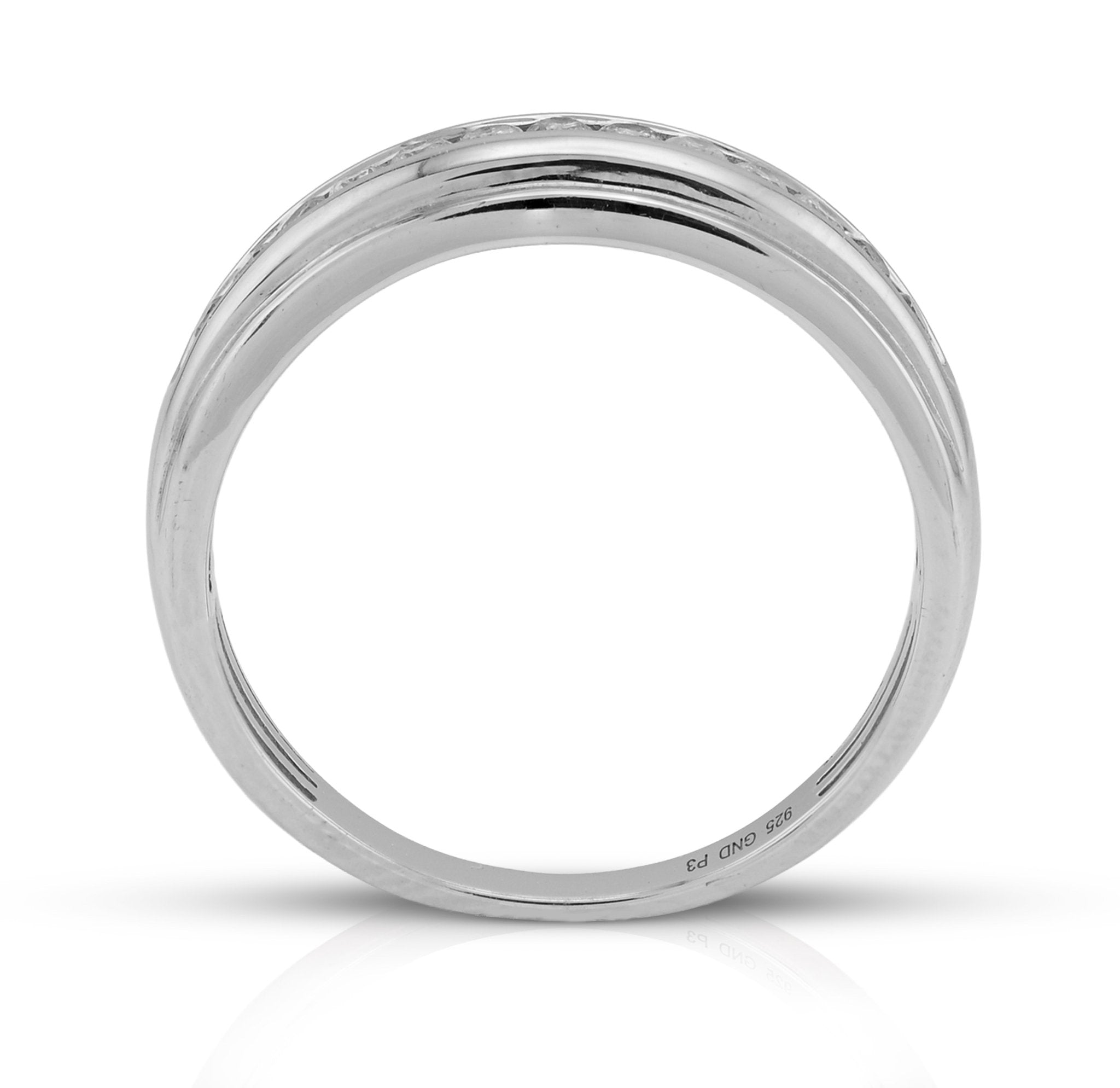 925 SS 0.33CT Natural Diamond Single Row Centre Men Band - Elite Jewelers - Rings