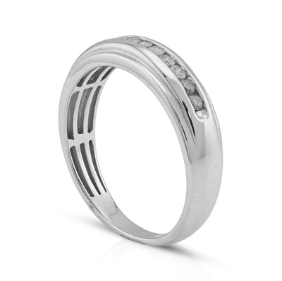 925 SS 0.33CT Natural Diamond Single Row Centre Men Band - Elite Jewelers - Rings