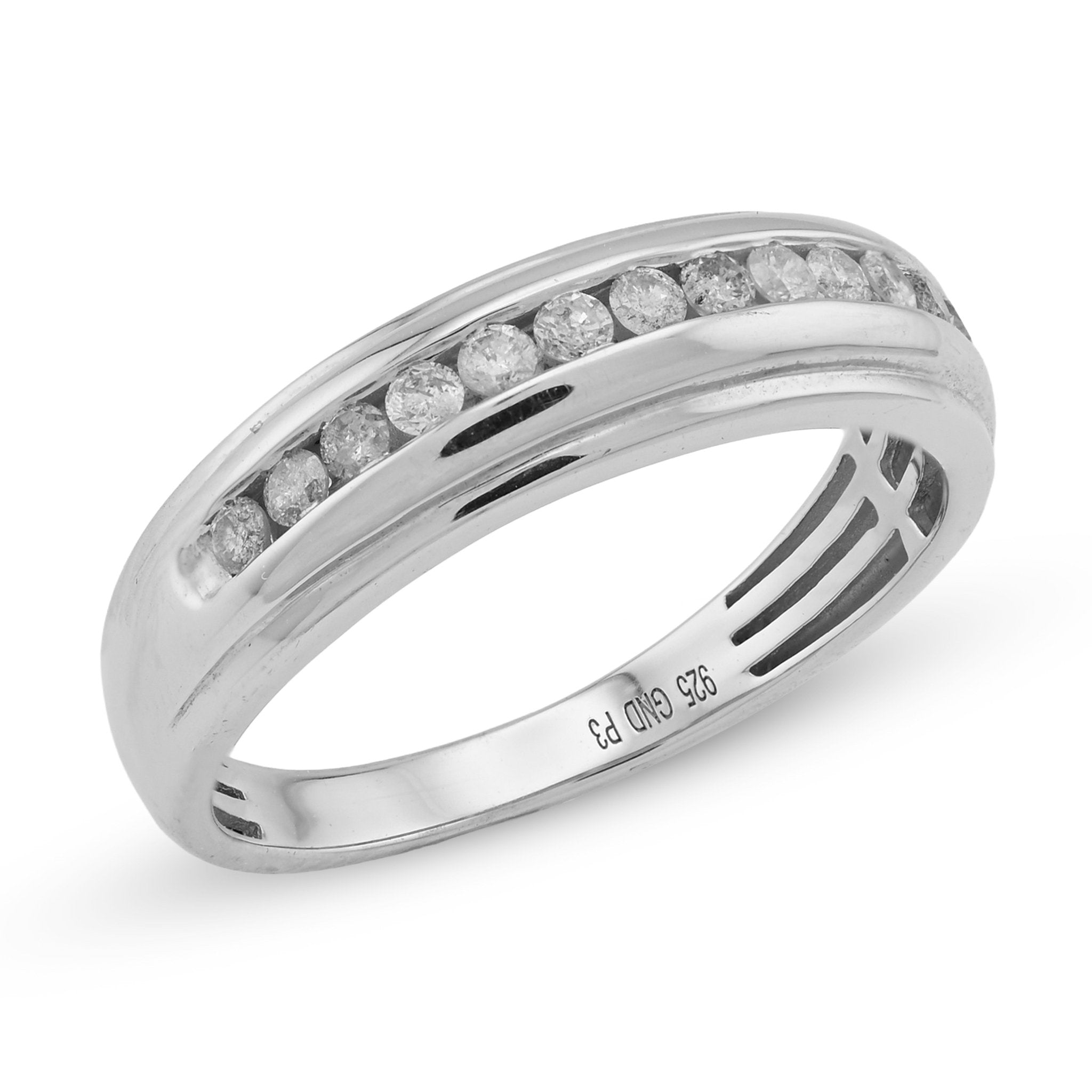 925 SS 0.33CT Natural Diamond Single Row Centre Men Band - Elite Jewelers - Rings
