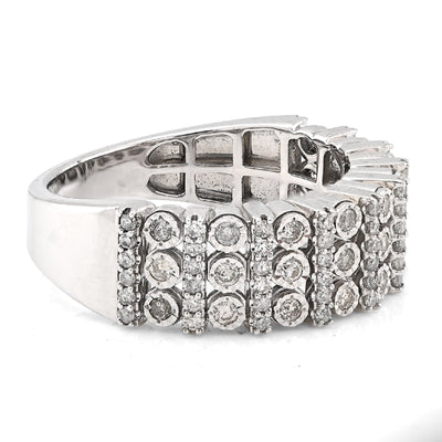 925 SS 0.75CT Multi - Column Illusion Natural Diamond Men Band - Elite Jewelers - Rings