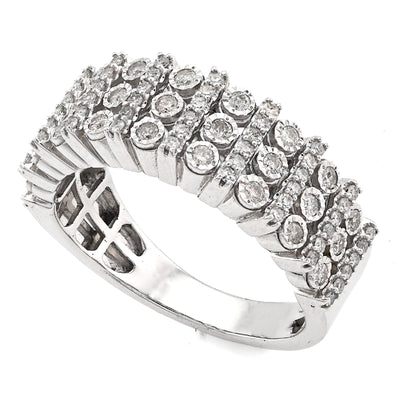 925 SS 0.75CT Multi - Column Illusion Natural Diamond Men Band - Elite Jewelers - Rings