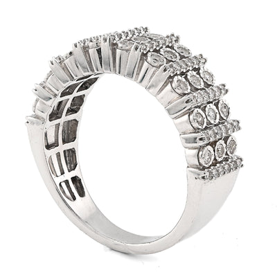 925 SS 0.75CT Multi - Column Illusion Natural Diamond Men Band - Elite Jewelers - Rings