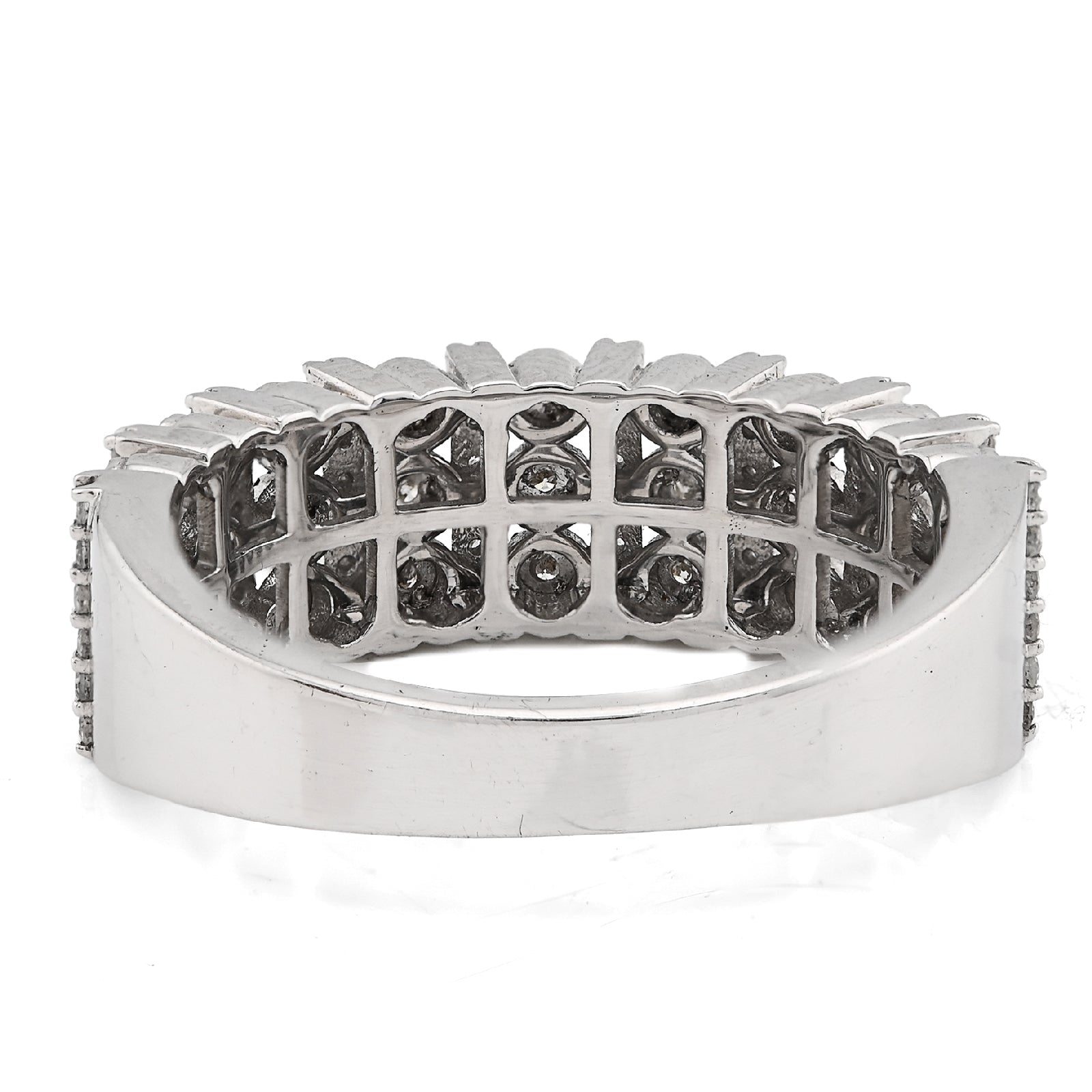 925 SS 0.75CT Multi - Column Illusion Natural Diamond Men Band - Elite Jewelers - Rings