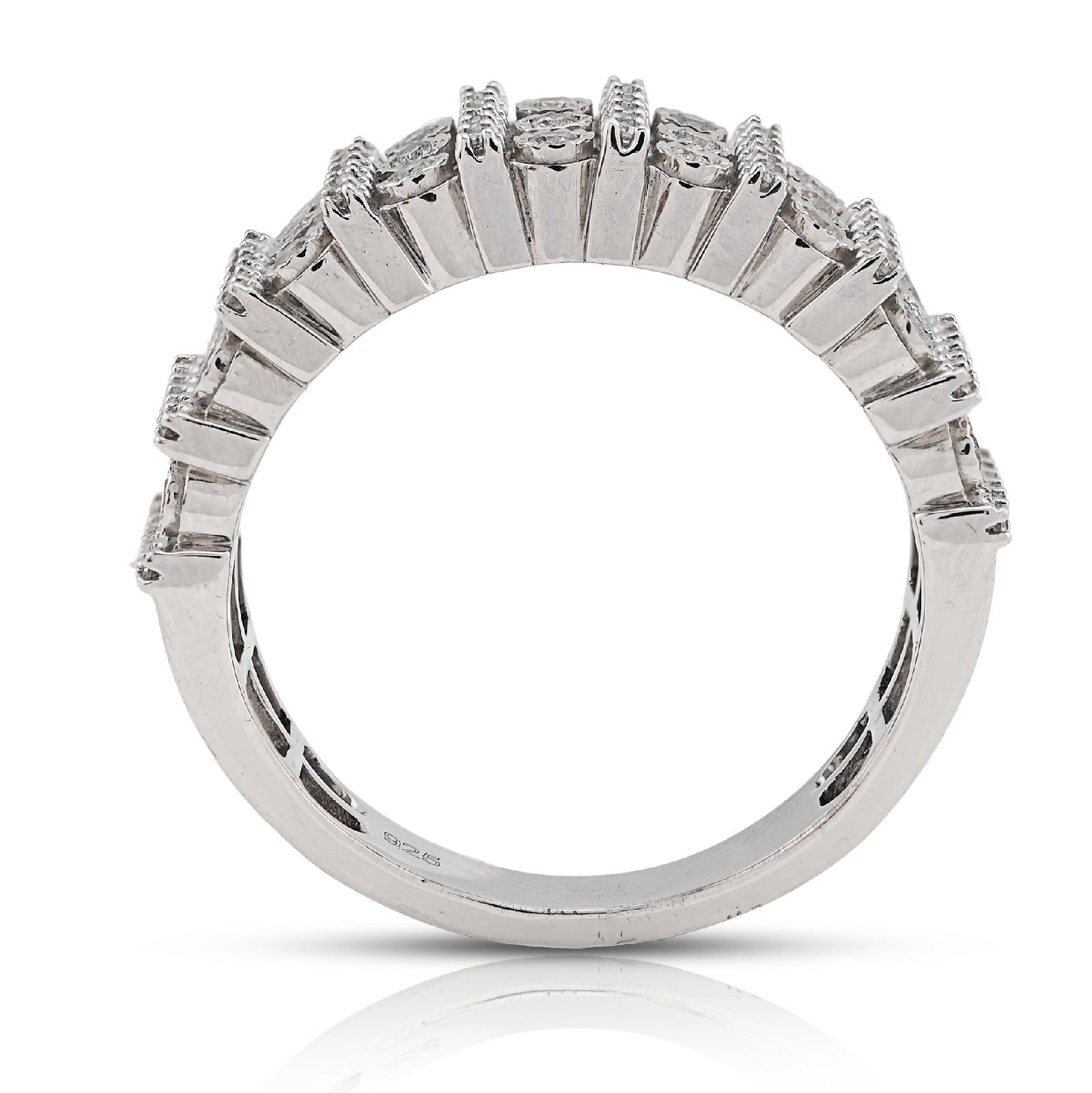 925 SS 0.75CT Multi - Column Illusion Natural Diamond Men Band - Elite Jewelers - Rings
