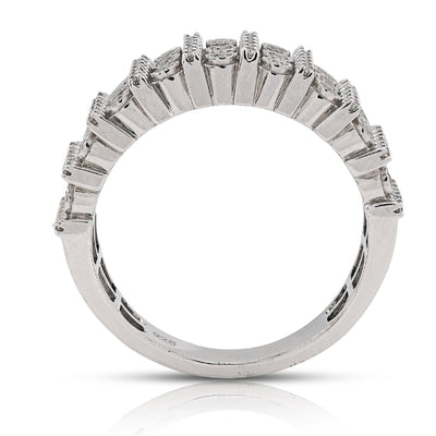 925 SS 0.75CT Multi - Column Illusion Natural Diamond Men Band - Elite Jewelers - Rings