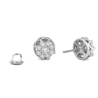 925 SS 0.94CT Lab Diamond Flower Design 9 Diamond Men Women Earrings - Elite Jewelers-Earrings
