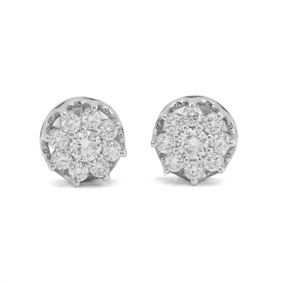 925 SS 0.94CT Lab Diamond Flower Design 9 Diamond Men Women Earrings - Elite Jewelers-Earrings