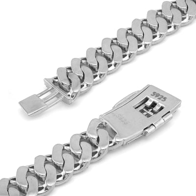 925 SS 11MM Baguette Centre Natural Diamond 22" Cuban Link Chain - Elite Jewelers-Necklaces