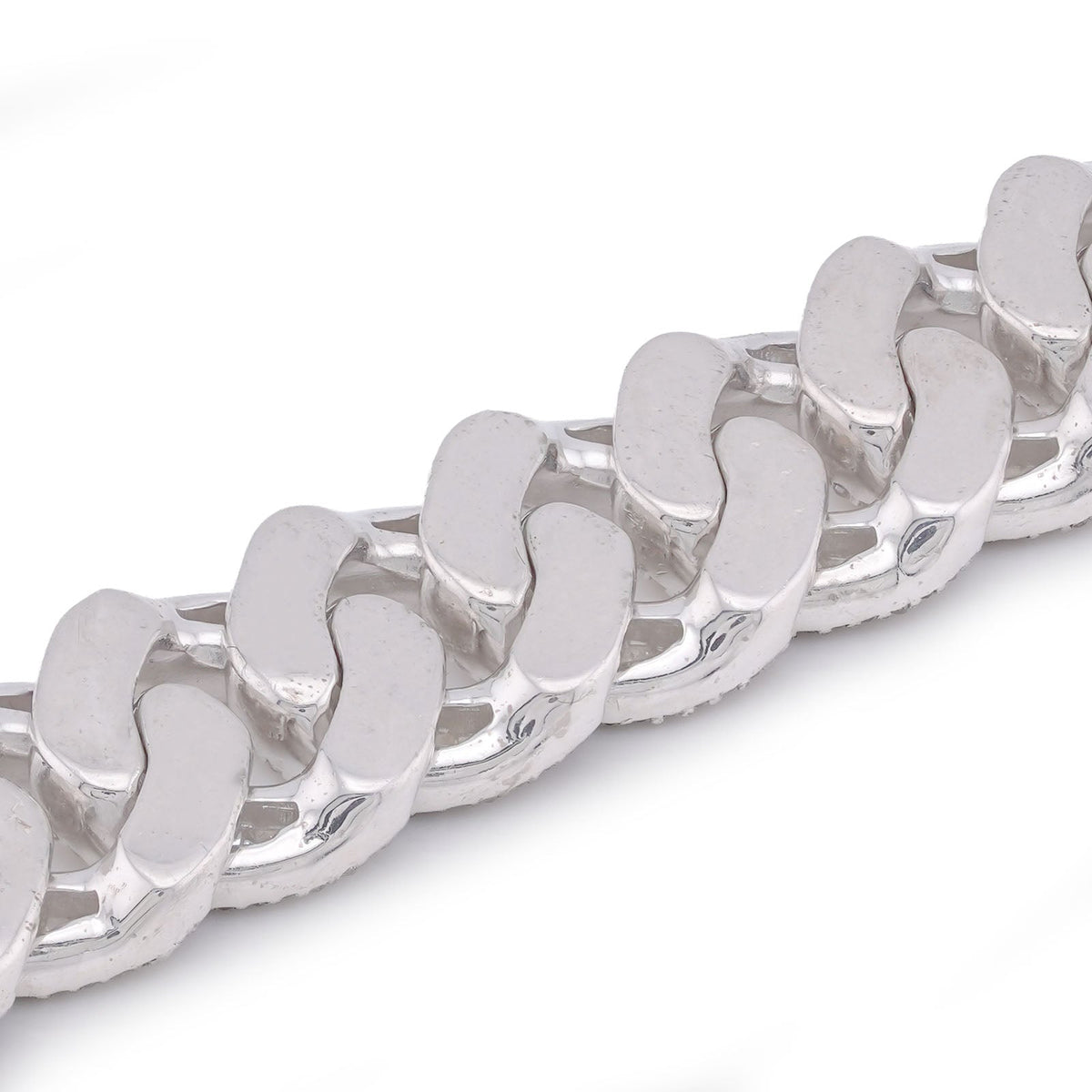 925 SS 11MM Natural Diamond Baguette Centre Row Cuban Link 4.375CT 8" Men Bracelet - Elite Jewelers-Bracelets