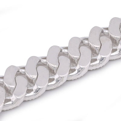 925 SS 11MM Natural Diamond Baguette Centre Row Cuban Link 4.375CT 8" Men Bracelet - Elite Jewelers-Bracelets