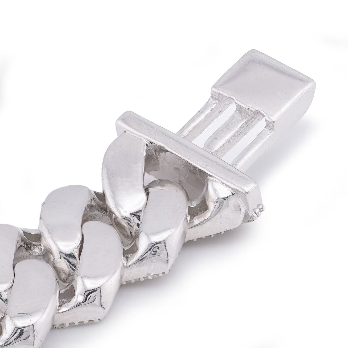 925 SS 12MM Rectangular Cuban Link Baguette/Round Natural Diamond 5.625CT 8" Men Bracelet - Elite Jewelers-Bracelets