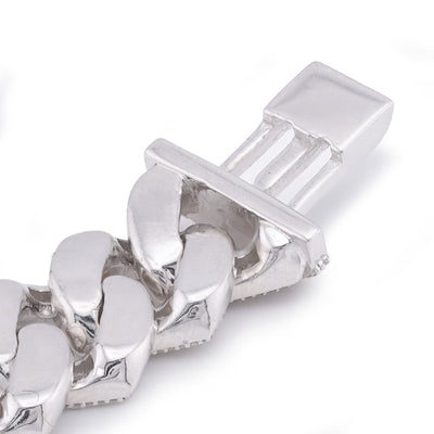 925 SS 12MM Rectangular Cuban Link Baguette/Round Natural Diamond 5.625CT 8" Men Bracelet - Elite Jewelers-Bracelets