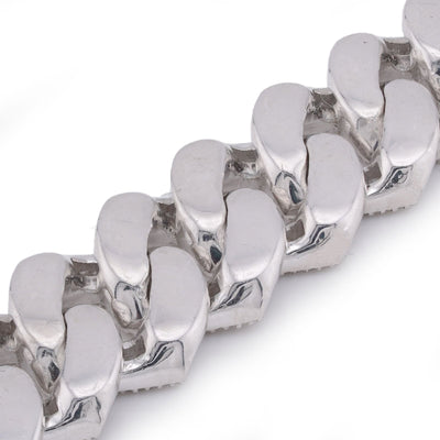 925 SS 12MM Rectangular Cuban Link Baguette/Round Natural Diamond 5.625CT 8" Men Bracelet - Elite Jewelers-Bracelets