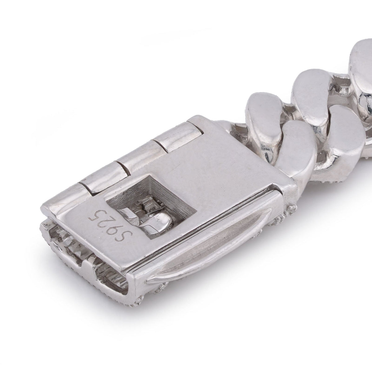 925 SS 12MM Rectangular Cuban Link Baguette/Round Natural Diamond 5.625CT 8" Men Bracelet - Elite Jewelers-Bracelets