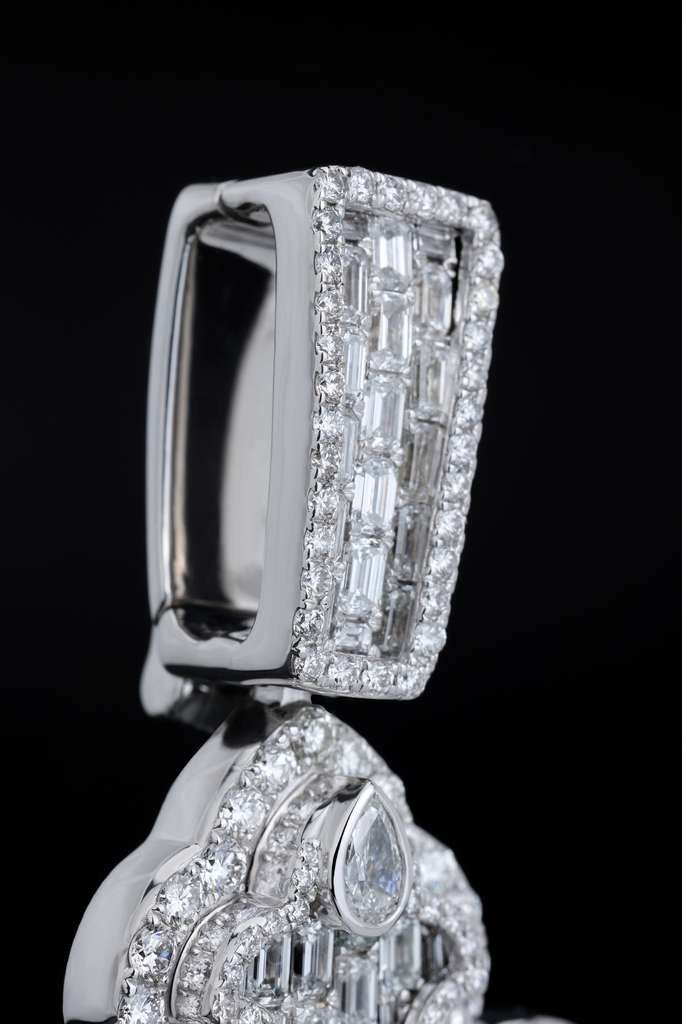 925 SS 13.66CT Lab Diamond Round/Emerald/Tear Drop Cross Pendant 45g 3.25" Men Charm - Elite Jewelers - Charms & Pendants