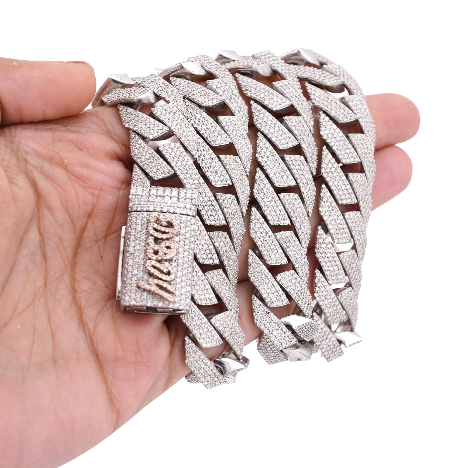 925 SS 15MM Natural Diamond 23CT Snake Cuban Link Chain 24" Men Necklace - Elite Jewelers-Necklaces