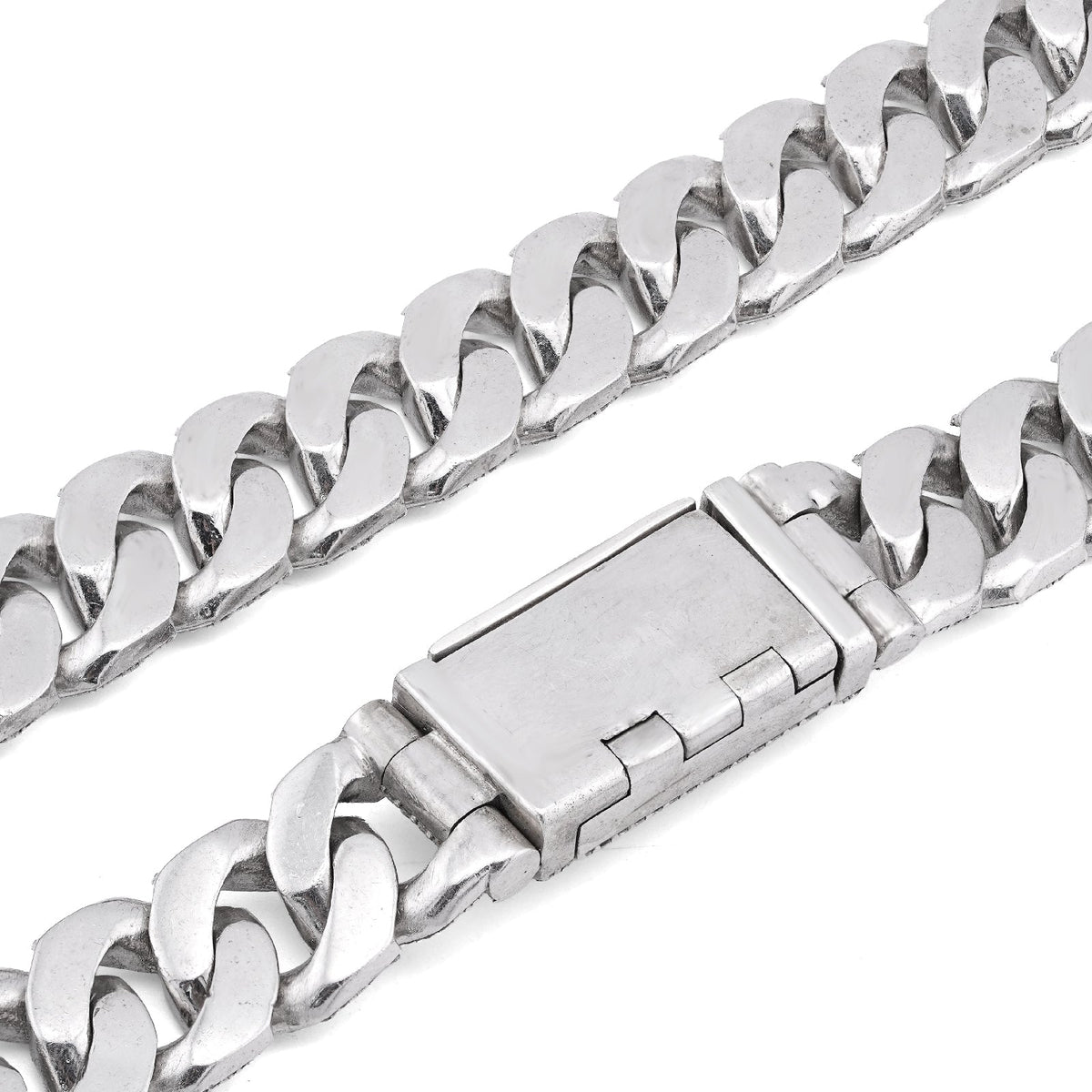 925 SS 15MM Natural Diamond 23CT Snake Cuban Link Chain 24" Men Necklace - Elite Jewelers-Necklaces
