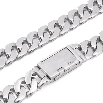 925 SS 15MM Natural Diamond 23CT Snake Cuban Link Chain 24" Men Necklace - Elite Jewelers-Necklaces