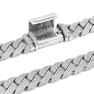 925 SS 15MM Natural Diamond 23CT Snake Cuban Link Chain 24" Men Necklace - Elite Jewelers-Necklaces