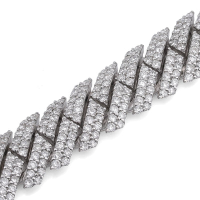 925 SS 18.45CT Snake Cuban 12MM Lab Diamond 8" Men Bracelet - Elite Jewelers-Bracelets