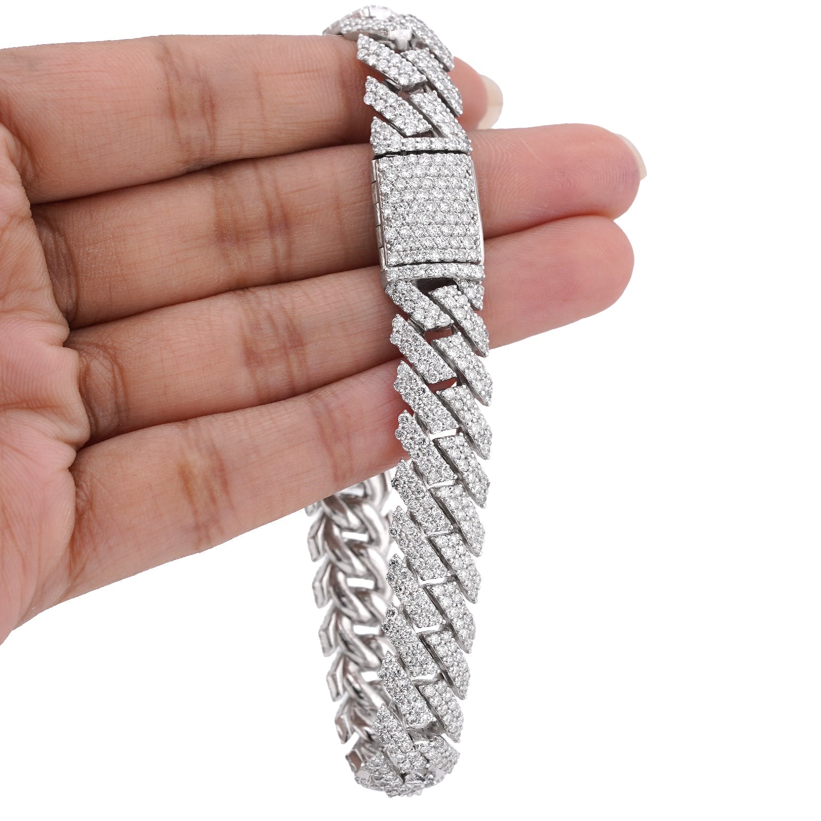 925 SS 18.45CT Snake Cuban 12MM Lab Diamond 8" Men Bracelet - Elite Jewelers-Bracelets