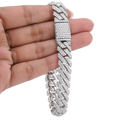 925 SS 18.45CT Snake Cuban 12MM Lab Diamond 8" Men Bracelet - Elite Jewelers-Bracelets