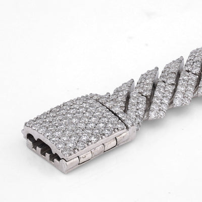 925 SS 18.45CT Snake Cuban 12MM Lab Diamond 8" Men Bracelet - Elite Jewelers-Bracelets