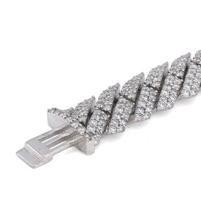 925 SS 18.45CT Snake Cuban 12MM Lab Diamond 8" Men Bracelet - Elite Jewelers-Bracelets