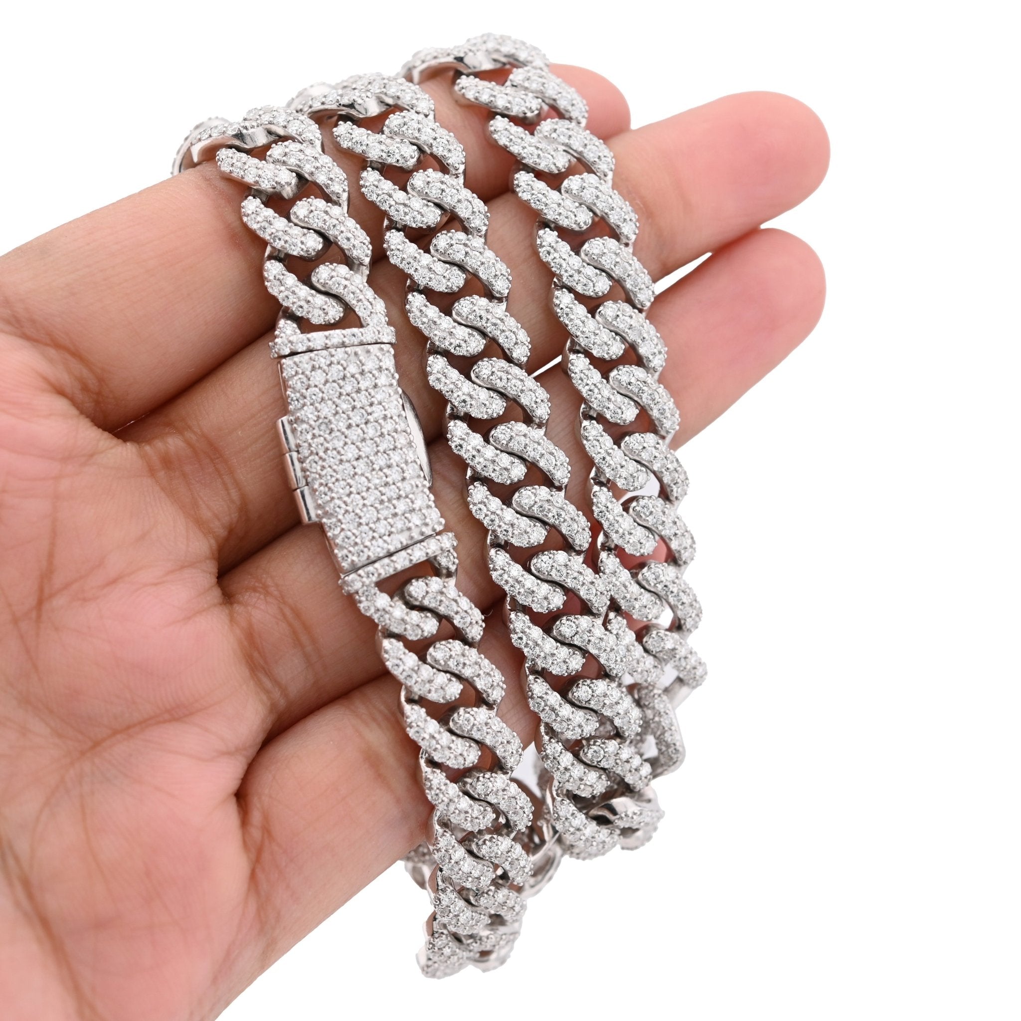 925 SS 20.61CT Lab Diamond 11MM Curb Cuban Link Chain 21" Men Necklace - Elite Jewelers - Necklaces