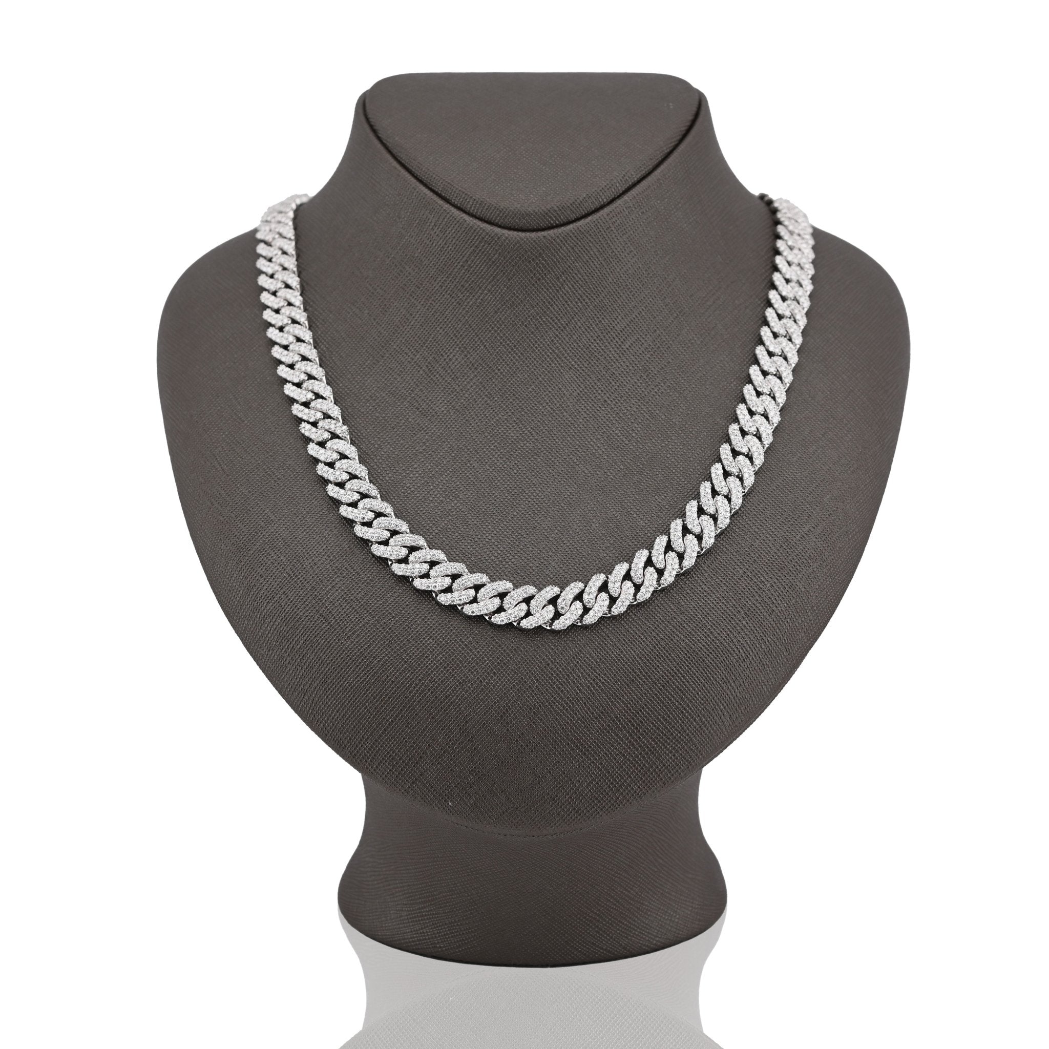 925 SS 20.61CT Lab Diamond 11MM Curb Cuban Link Chain 21" Men Necklace - Elite Jewelers - Necklaces