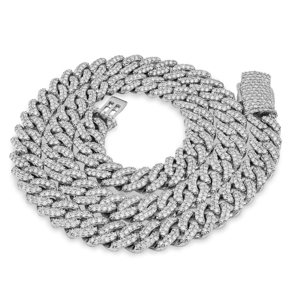 925 SS 20.61CT Lab Diamond 11MM Curb Cuban Link Chain 21" Men Necklace - Elite Jewelers - Necklaces